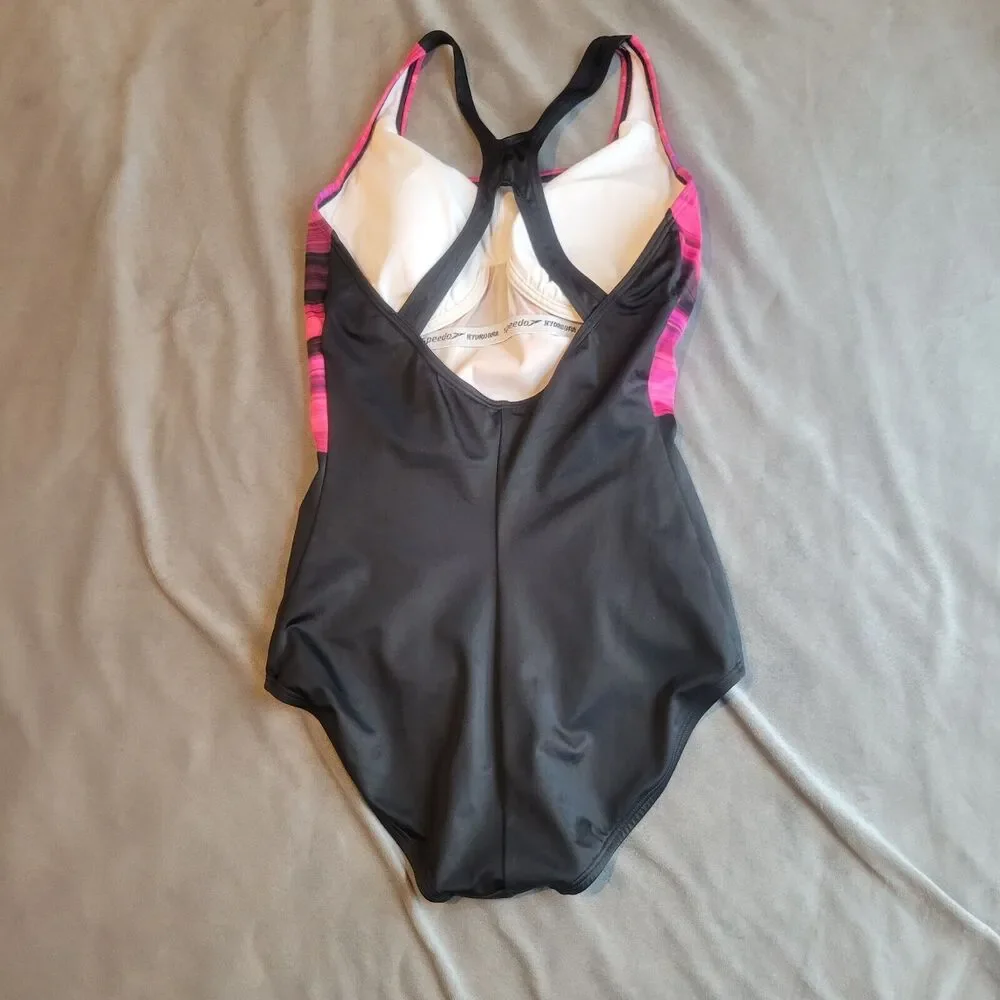 Speedo Swim Womens Size 10 Black Beach One-Piece‎ Powerflex Eco Swimsuit Modesty